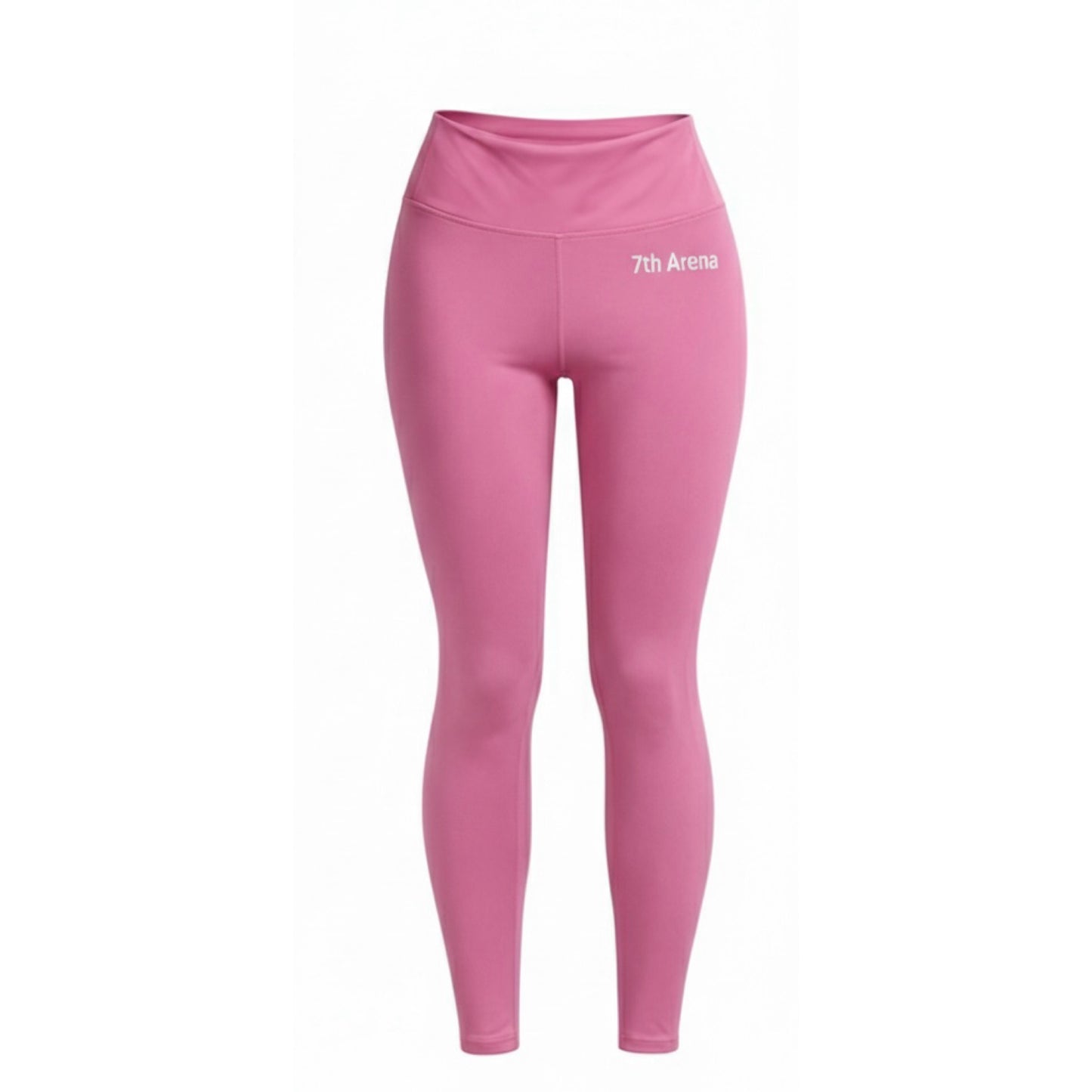 Pink leggings with '7th Arena' logo on a white background