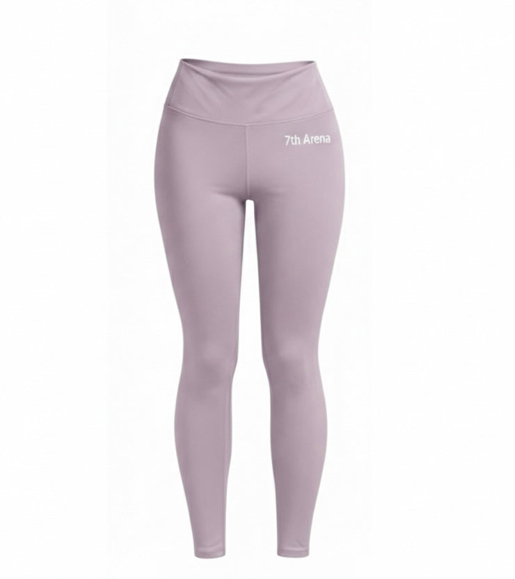 Light purple leggings with '7th Arena' logo on a white background