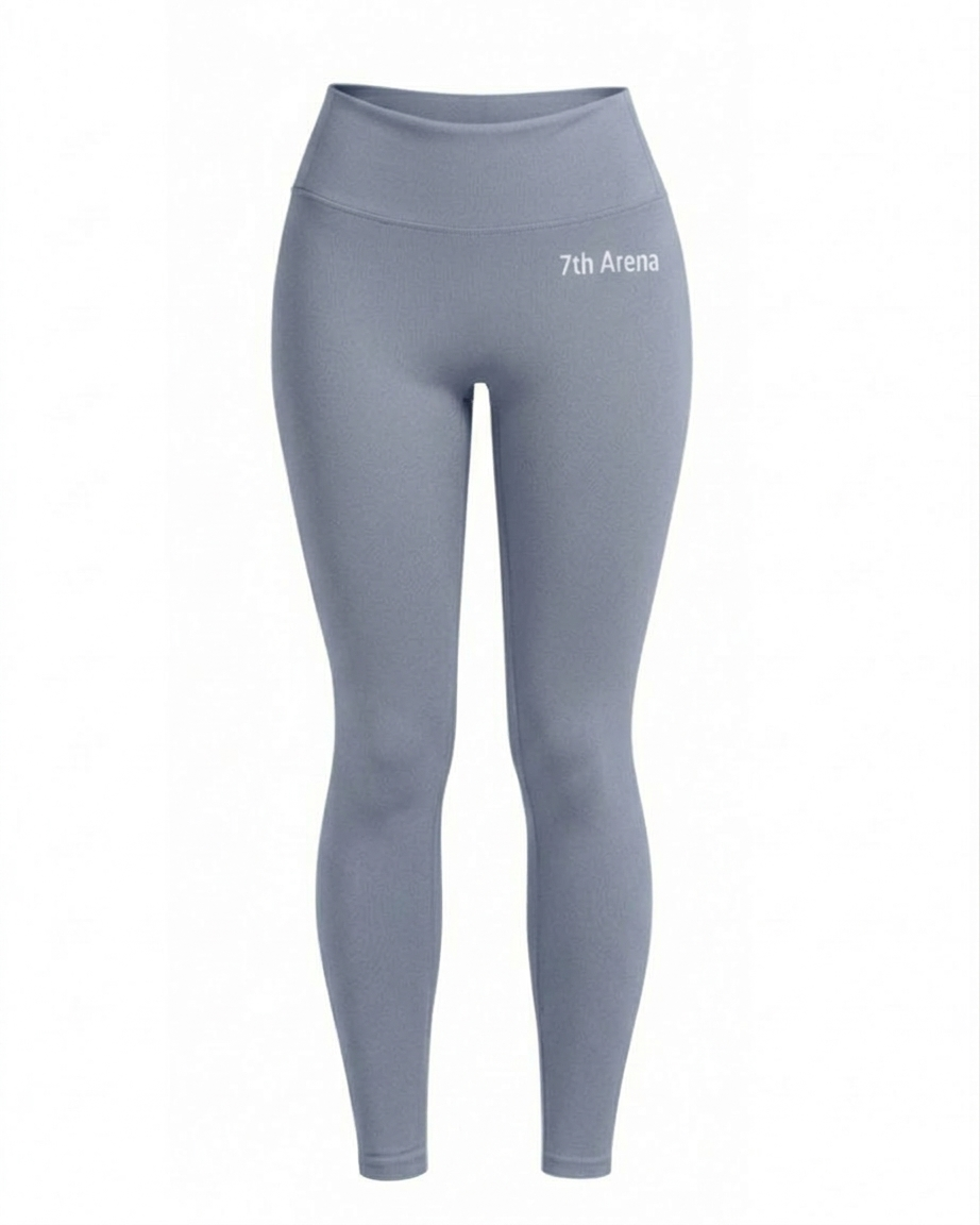 Blue Gray leggings with '7th Arena' branding on a white background