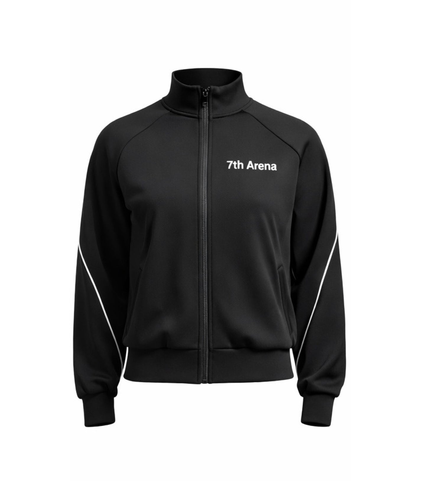 Black jacket with '7th Arena' logo on a white background